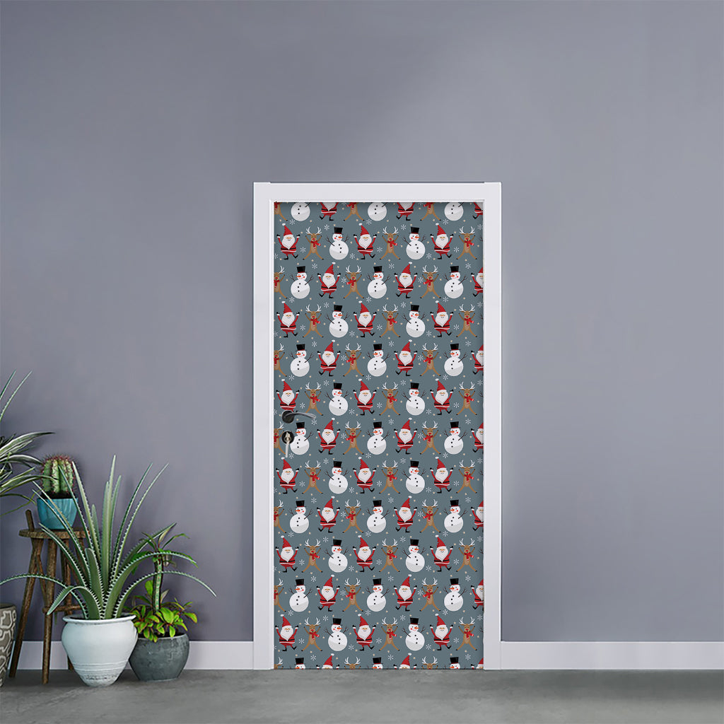 Santa Claus And Friends Pattern Print Door Sticker