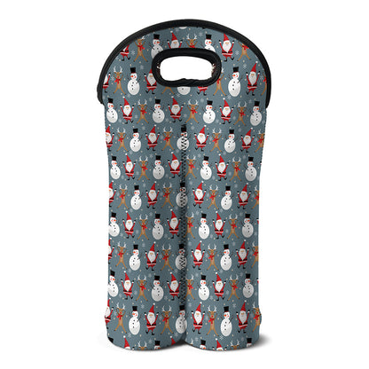 Santa Claus And Friends Pattern Print Double Neoprene Wine Tote