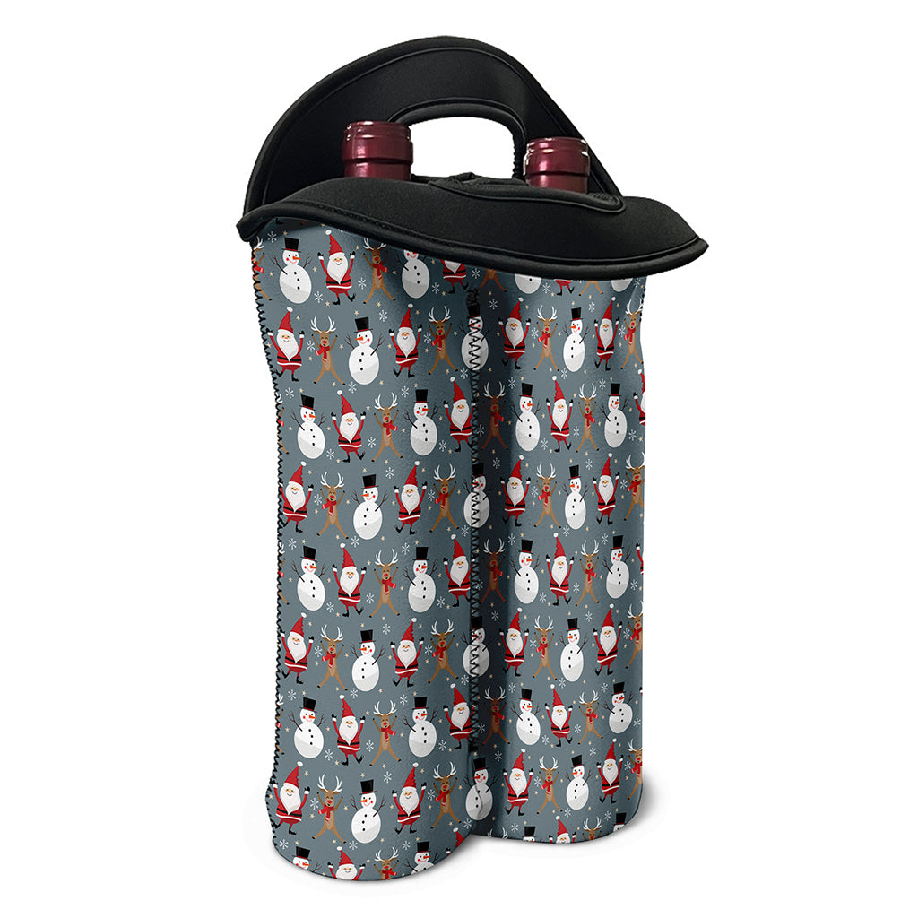 Santa Claus And Friends Pattern Print Double Neoprene Wine Tote