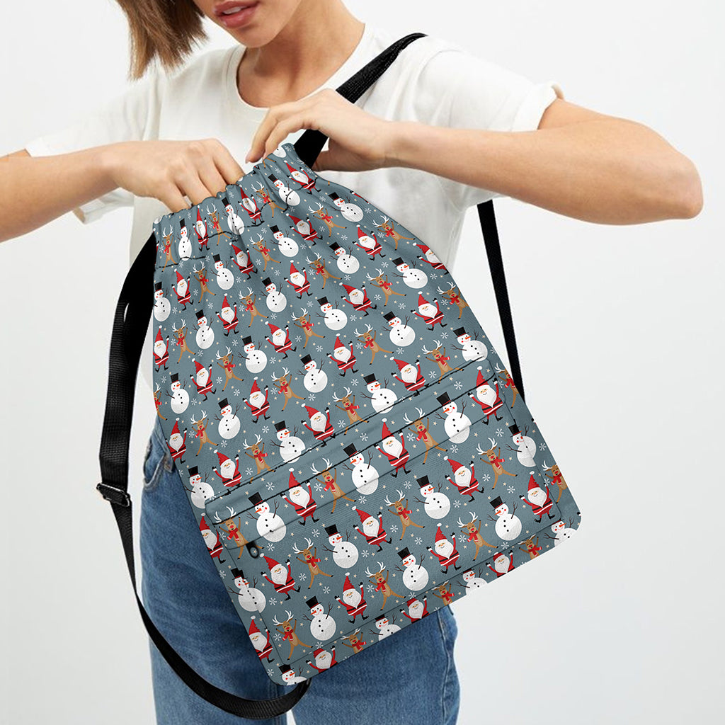 Santa Claus And Friends Pattern Print Drawstring Backpack
