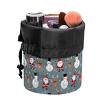 Santa Claus And Friends Pattern Print Drawstring Makeup Bag