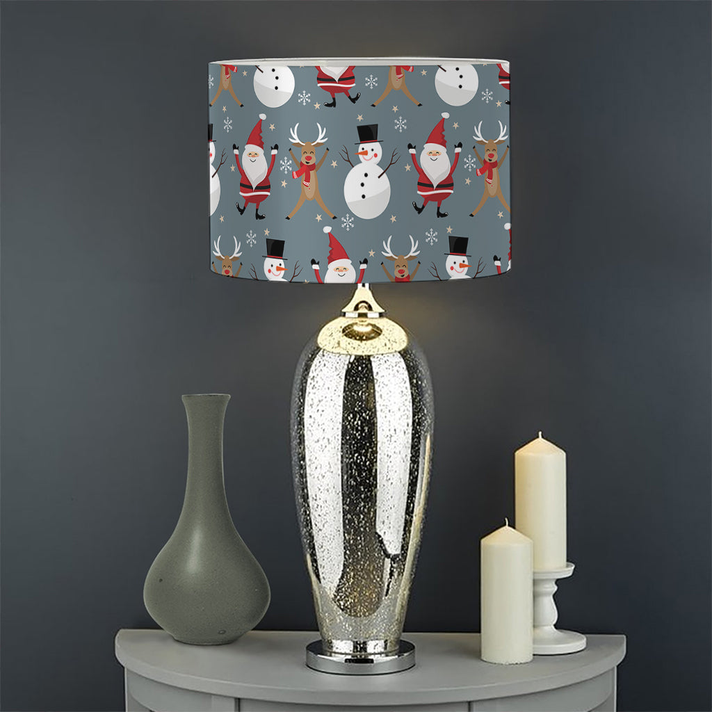 Santa Claus And Friends Pattern Print Drum Lamp Shade