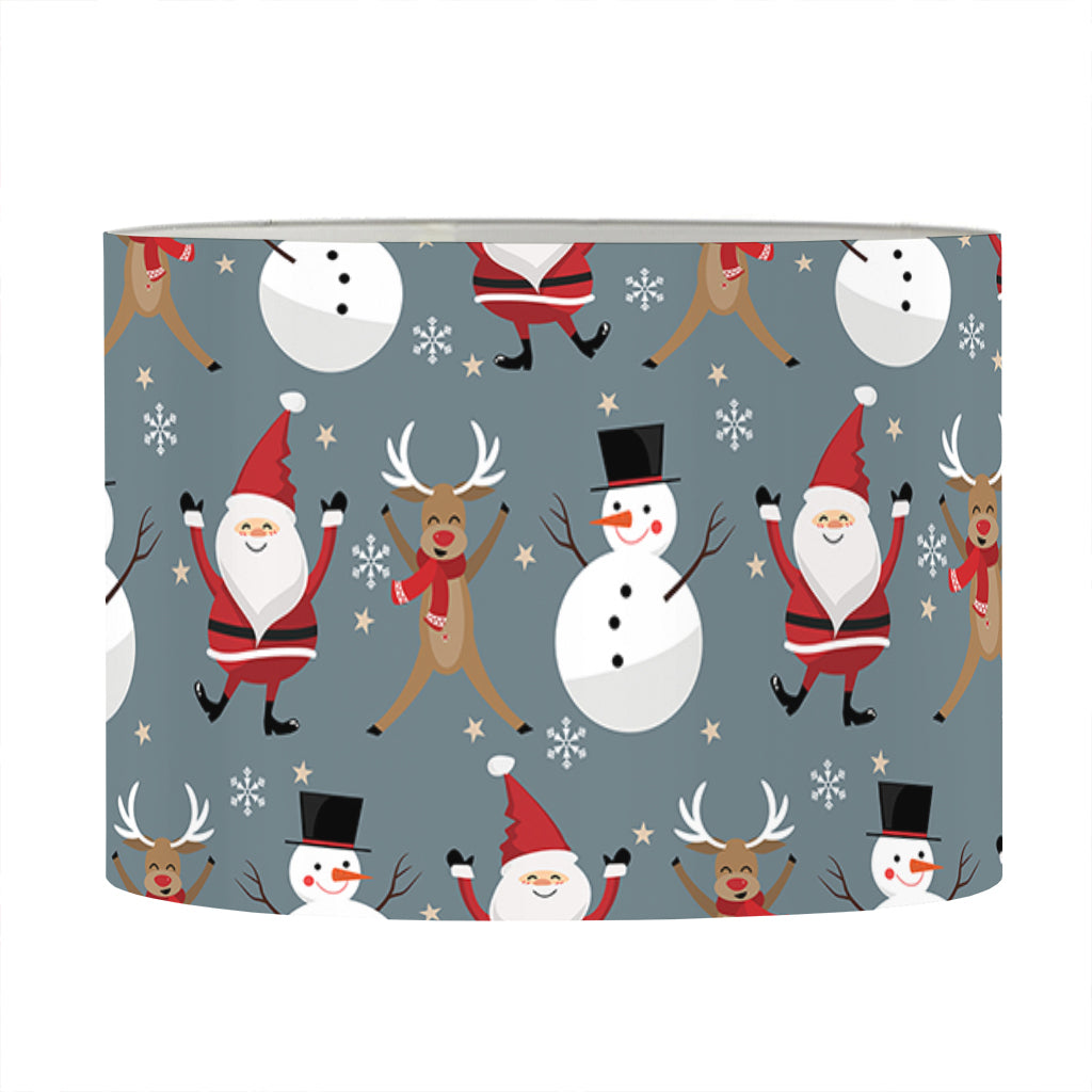 Santa Claus And Friends Pattern Print Drum Lamp Shade