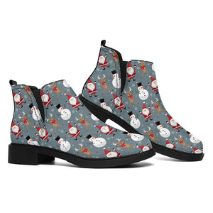 Santa Claus And Friends Pattern Print Flat Ankle Boots