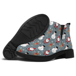 Santa Claus And Friends Pattern Print Flat Ankle Boots