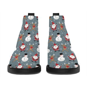 Santa Claus And Friends Pattern Print Flat Ankle Boots