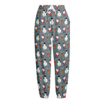 Santa Claus And Friends Pattern Print Fleece Lined Knit Pants