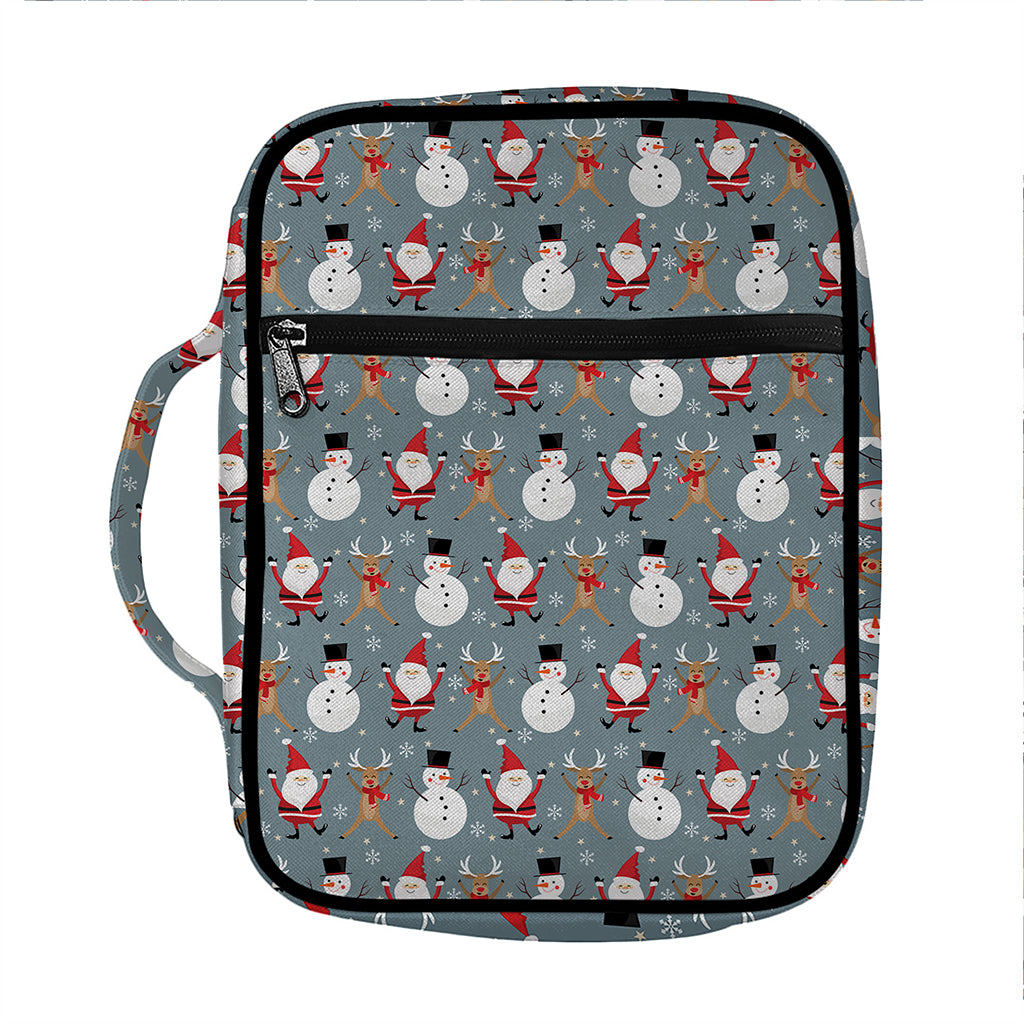 Santa Claus And Friends Pattern Print Front Pocket Bible Bag
