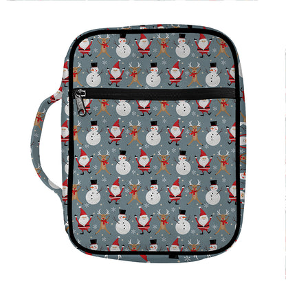 Santa Claus And Friends Pattern Print Front Pocket Bible Bag