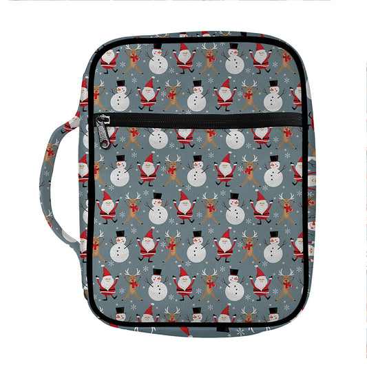 Santa Claus And Friends Pattern Print Front Pocket Bible Bag