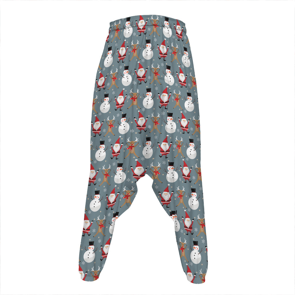 Santa Claus And Friends Pattern Print Hammer Pants