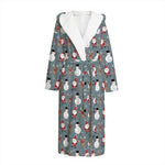 Santa Claus And Friends Pattern Print Hooded Bathrobe