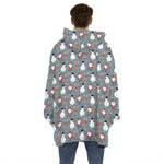 Santa Claus And Friends Pattern Print Hoodie Blanket