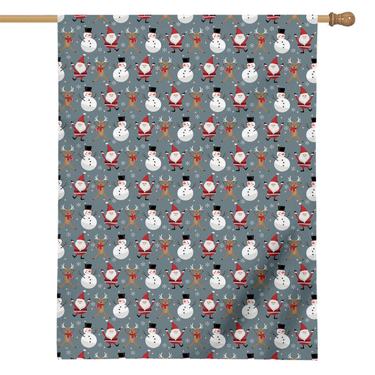 Santa Claus And Friends Pattern Print House Flag