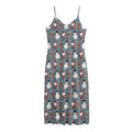 Santa Claus And Friends Pattern Print Jersey Midi Cami Dress