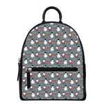 Santa Claus And Friends Pattern Print Leather Backpack