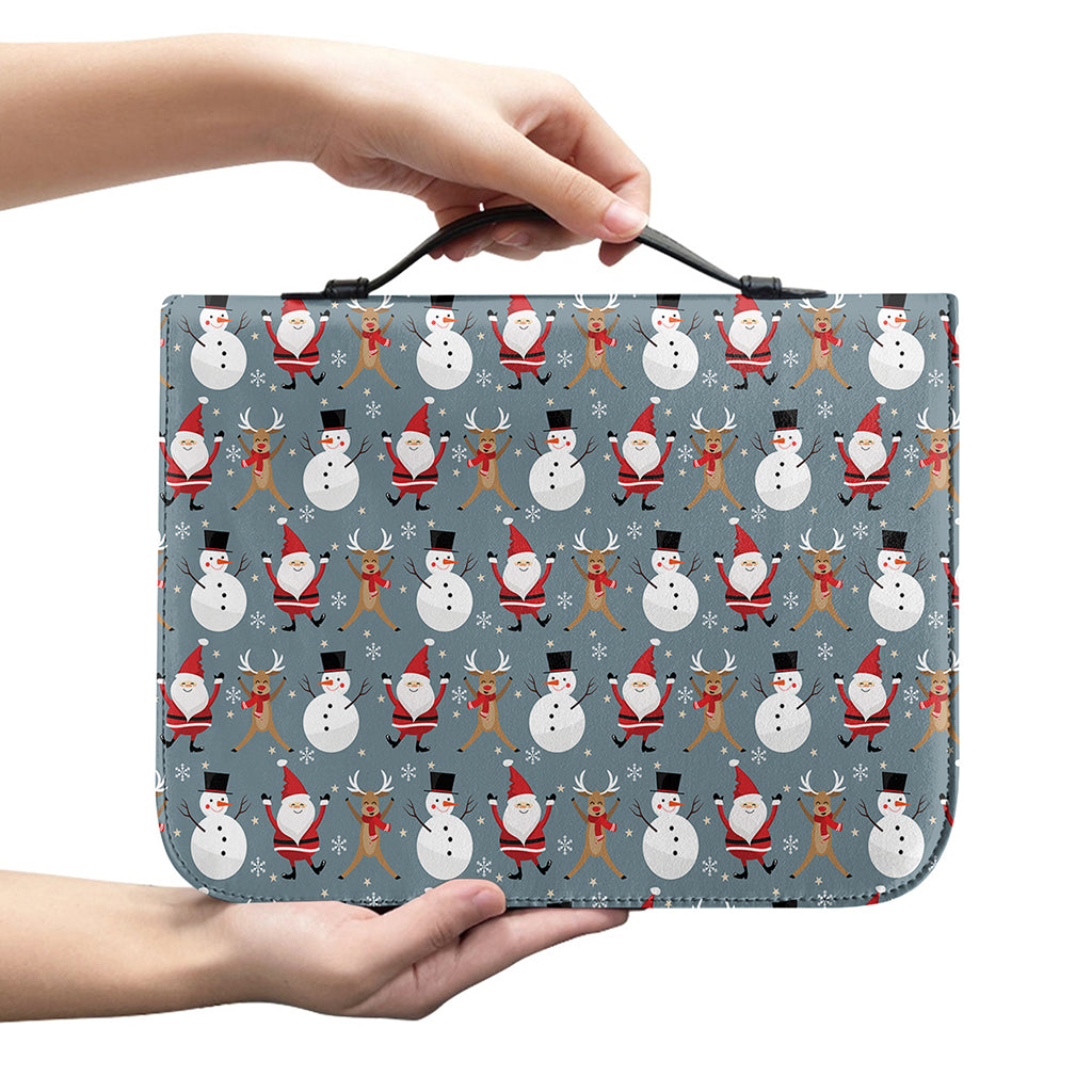 Santa Claus And Friends Pattern Print Leather Bible Cover