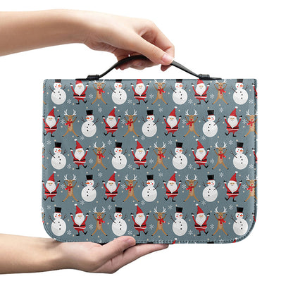 Santa Claus And Friends Pattern Print Leather Bible Cover