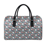 Santa Claus And Friends Pattern Print Leather Duffle Bag