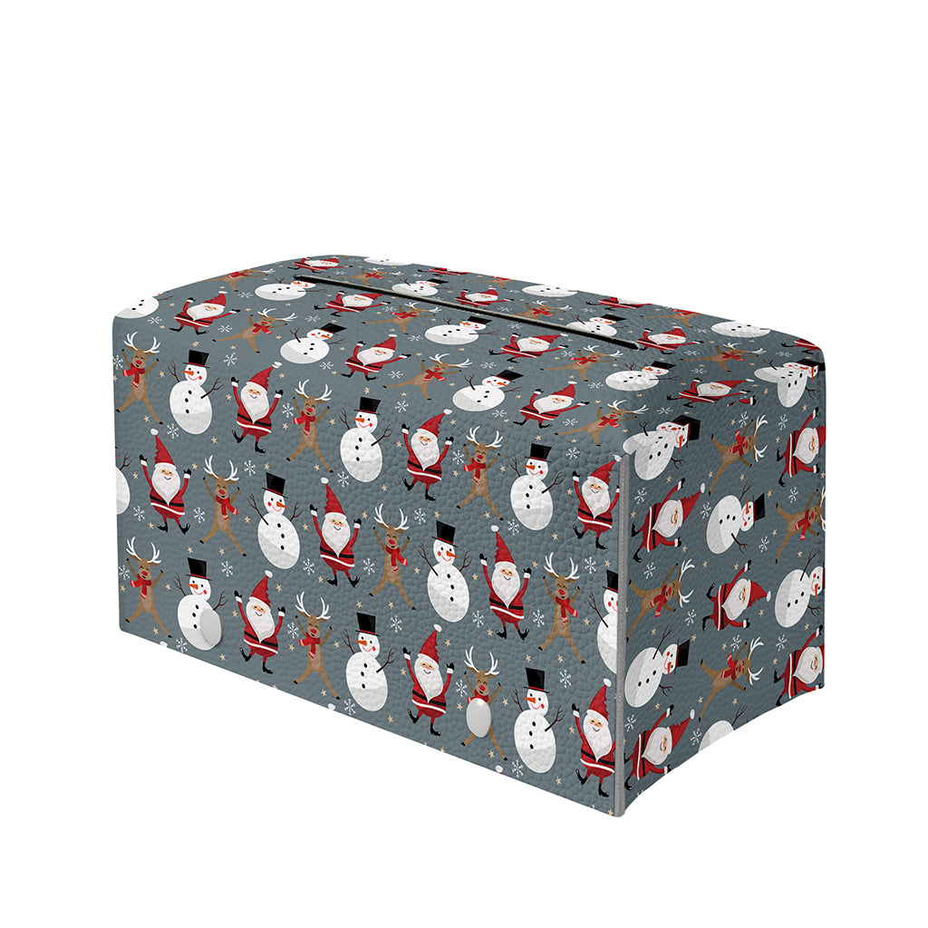 Santa Claus And Friends Pattern Print Leather Tissue Box Cover