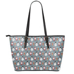 Santa Claus And Friends Pattern Print Leather Tote Bag