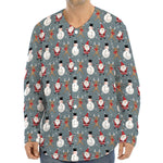 Santa Claus And Friends Pattern Print Long Sleeve Baseball Jersey