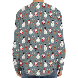 Santa Claus And Friends Pattern Print Long Sleeve Baseball Jersey