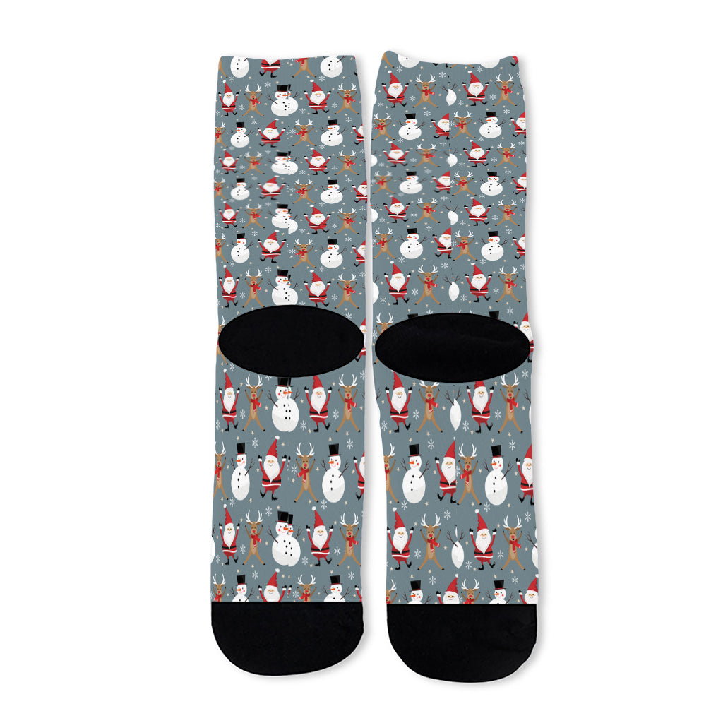 Santa Claus And Friends Pattern Print Long Socks