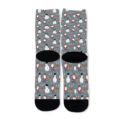 Santa Claus And Friends Pattern Print Long Socks