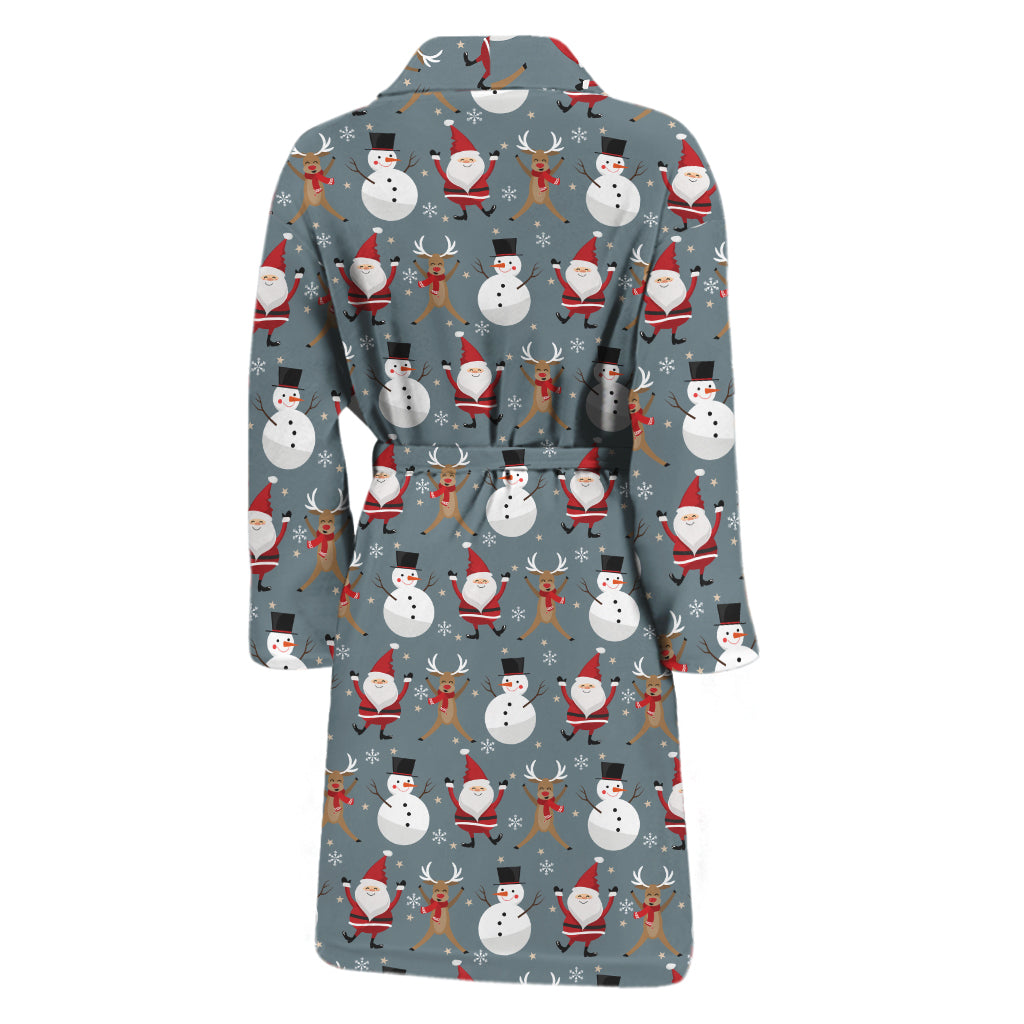 Santa Claus And Friends Pattern Print Men's Bathrobe