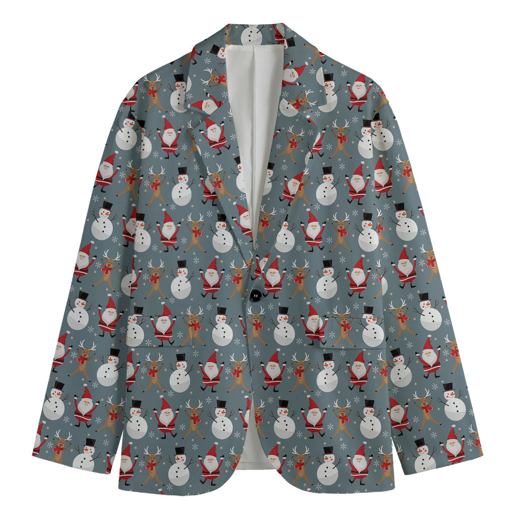 Santa Claus And Friends Pattern Print Men's Blazer