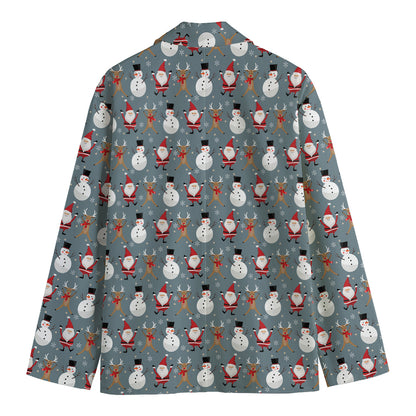 Santa Claus And Friends Pattern Print Men's Blazer