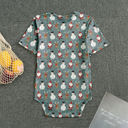 Santa Claus And Friends Pattern Print Men's Bodysuit