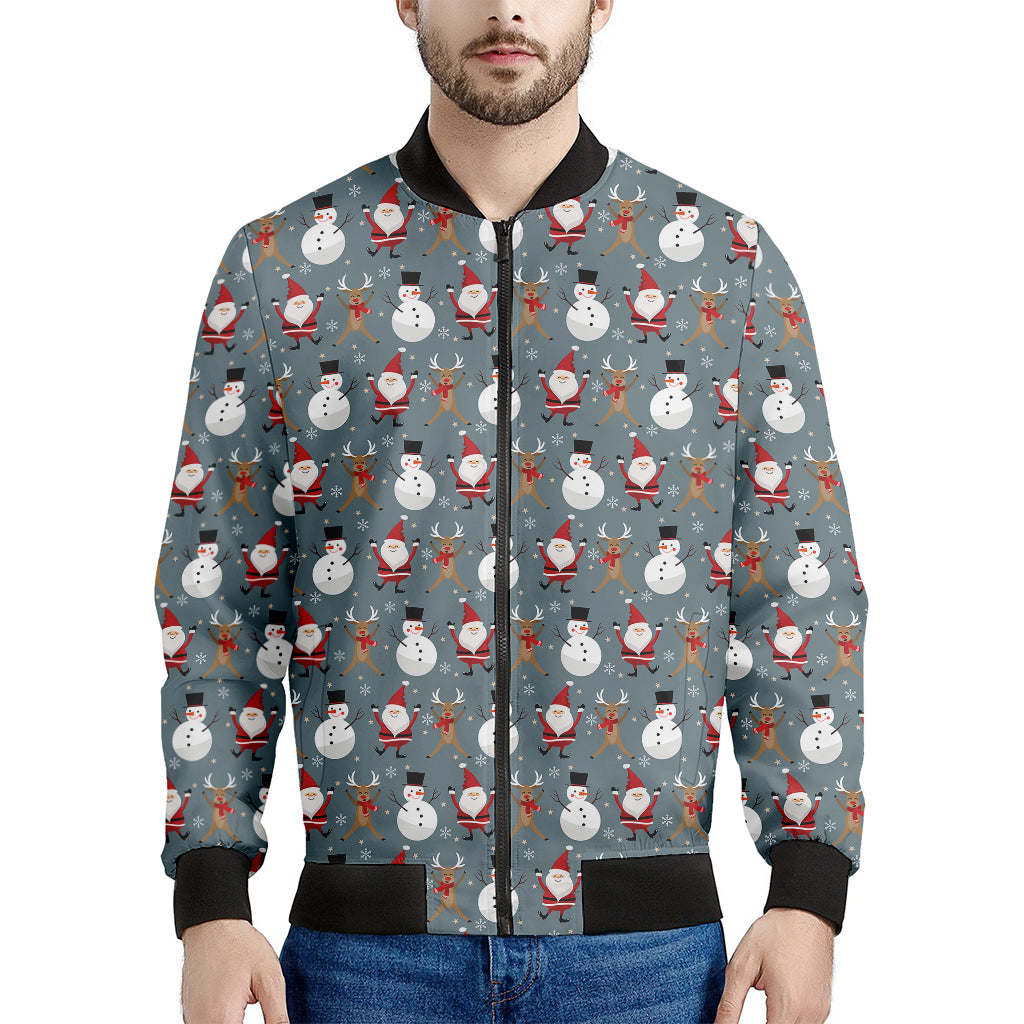 Santa Claus And Friends Pattern Print Men's Bomber Jacket