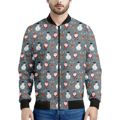 Santa Claus And Friends Pattern Print Men's Bomber Jacket