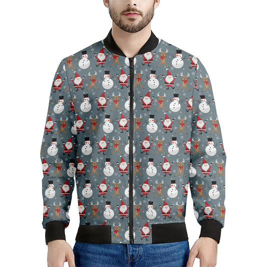 Santa Claus And Friends Pattern Print Men's Bomber Jacket