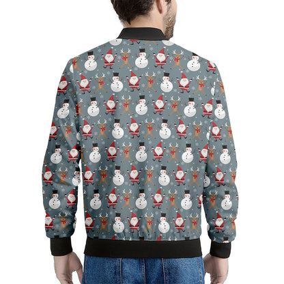 Santa Claus And Friends Pattern Print Men's Bomber Jacket