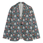 Santa Claus And Friends Pattern Print Men's Cotton Blazer