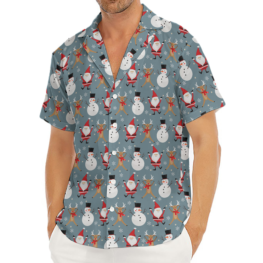 Santa Claus And Friends Pattern Print Men's Deep V-Neck Shirt