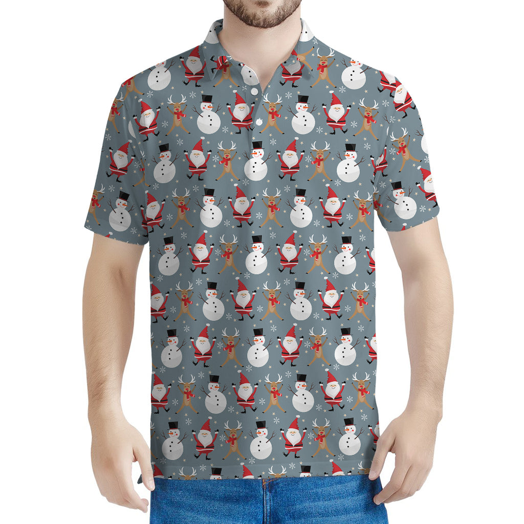 Santa Claus And Friends Pattern Print Men's Polo Shirt