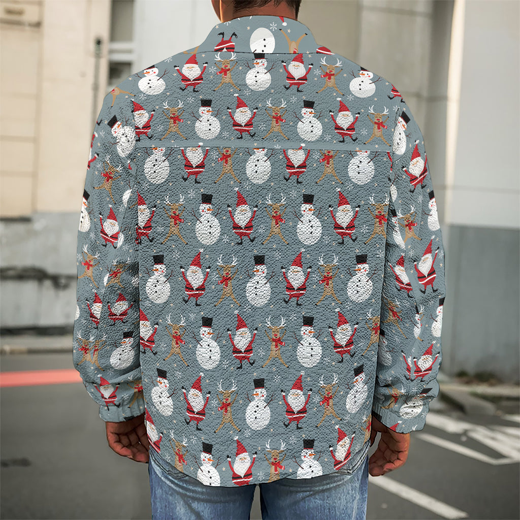 Santa Claus And Friends Pattern Print Men's Shirt Jacket