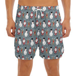 Santa Claus And Friends Pattern Print Men's Split Running Shorts