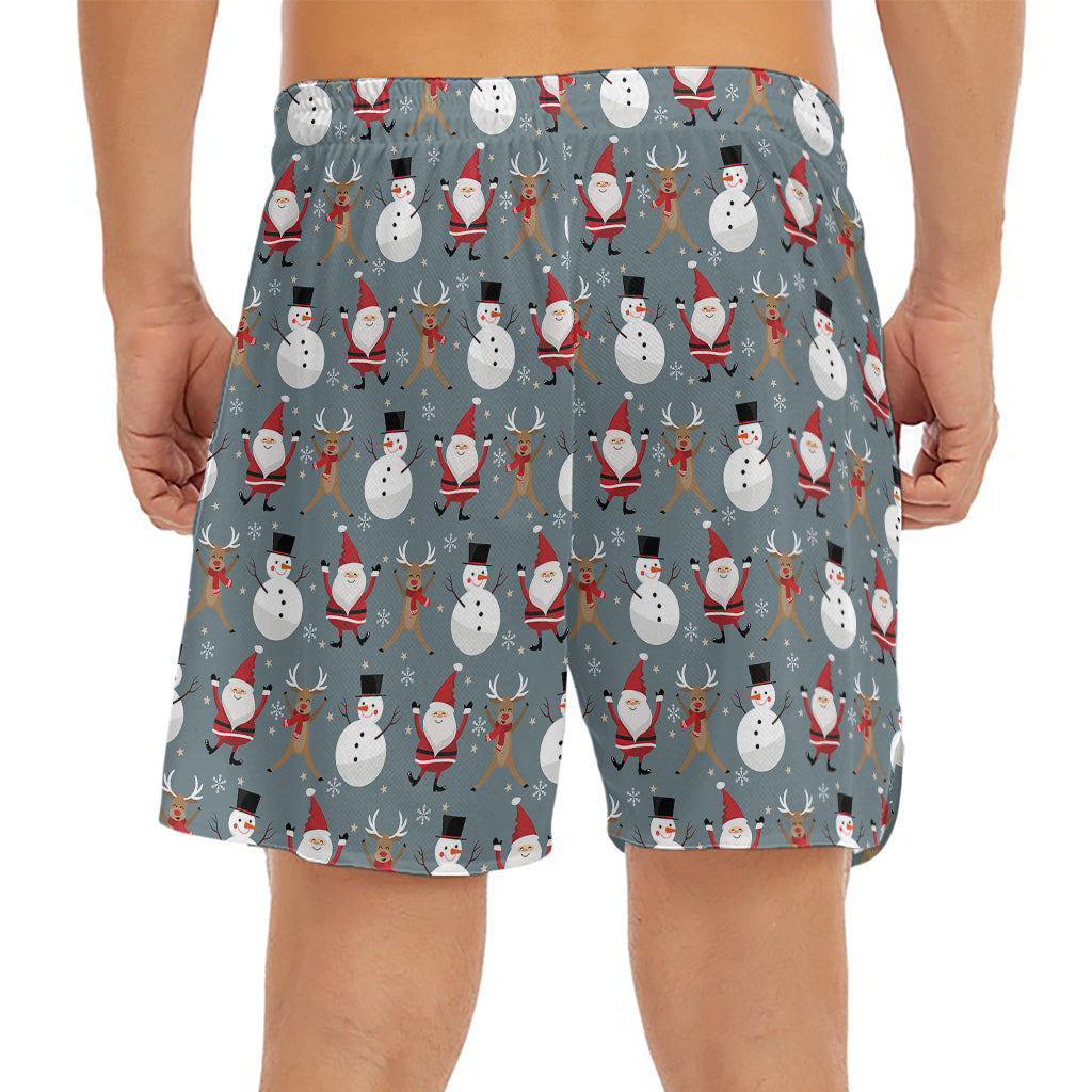Santa Claus And Friends Pattern Print Men's Split Running Shorts