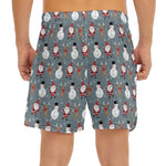 Santa Claus And Friends Pattern Print Men's Split Running Shorts