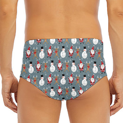 Santa Claus And Friends Pattern Print Men's Triangle Swim Briefs