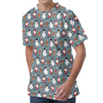 Santa Claus And Friends Pattern Print Men's Velvet T-Shirt