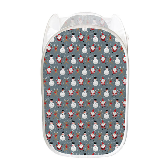 Santa Claus And Friends Pattern Print Mesh Laundry Hamper