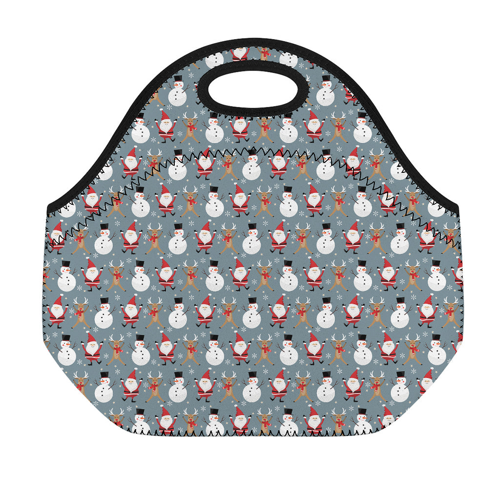 Santa Claus And Friends Pattern Print Neoprene Lunch Bag