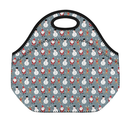 Santa Claus And Friends Pattern Print Neoprene Lunch Bag
