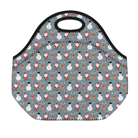 Santa Claus And Friends Pattern Print Neoprene Lunch Bag